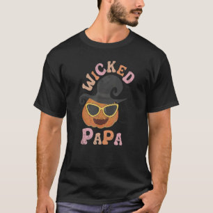 Mens Wicked Papa Retro Pumpkin Halloween Family Ma T-Shirt