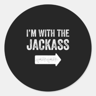 Mens with the couples outfit funny matching classic round sticker
