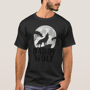 Mens Wolf Moon Vintage Daddy Wolf Father's Day T-Shirt