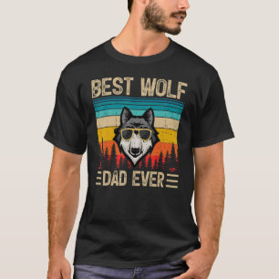 Mens Wolf Vintage  Best Wolf Dad Ever Father's Day T-Shirt