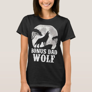 Mens Wolves Howling At The Moon Bonus Dad Wolf Fa T-Shirt