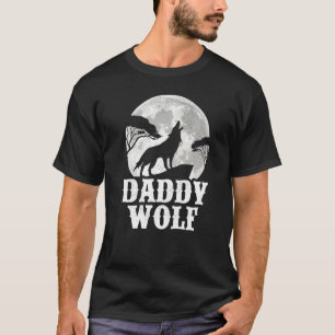 Mens Wolves Howling At The Moon  Daddy Wolf Father T-Shirt