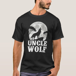 Mens Wolves Howling At The Moon  Uncle Wolf Father T-Shirt