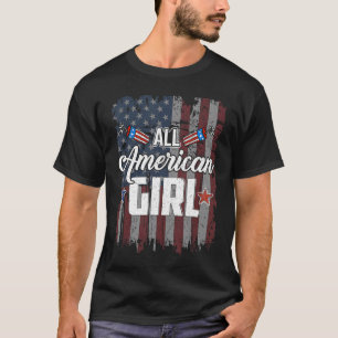 Mens Women All American Girl Us Flag 4th Of July T-Shirt