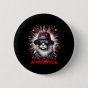 Mens Women Ameowica Funny Patriotic Cat Meowica 4t 6 Cm Round Badge