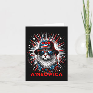 Mens Women Ameowica Funny Patriotic Cat Meowica 4t Card