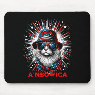 Mens Women Ameowica Funny Patriotic Cat Meowica 4t Mouse Pad