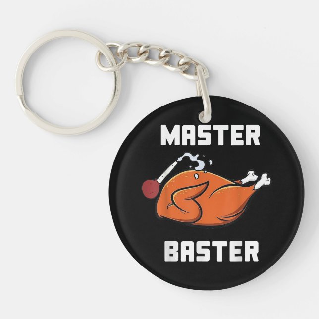 Mens Women Master Baster Funny Turkey Baster Thank Key Ring (Front)