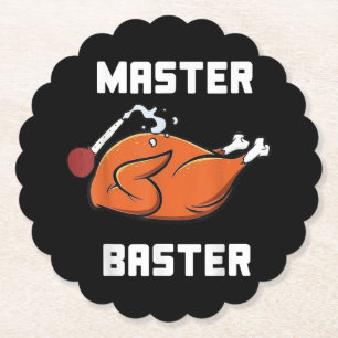 Mens Women Master Baster Funny Turkey Baster Thank Paper Coaster