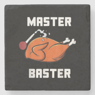 Mens Women Master Baster Funny Turkey Baster Thank Stone Coaster