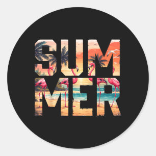 Mens Women Summer Matching Family Vacation Retro Classic Round Sticker
