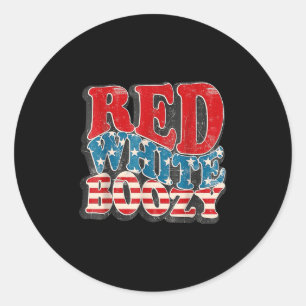 Mens Womens 4th Of July Red White Boozy Classic Round Sticker