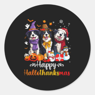 Mens Womens Border Collie Dog Christmas Halloween Classic Round Sticker