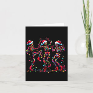 Mens Womens Christmas Skeleton Santa Dancing Light Card