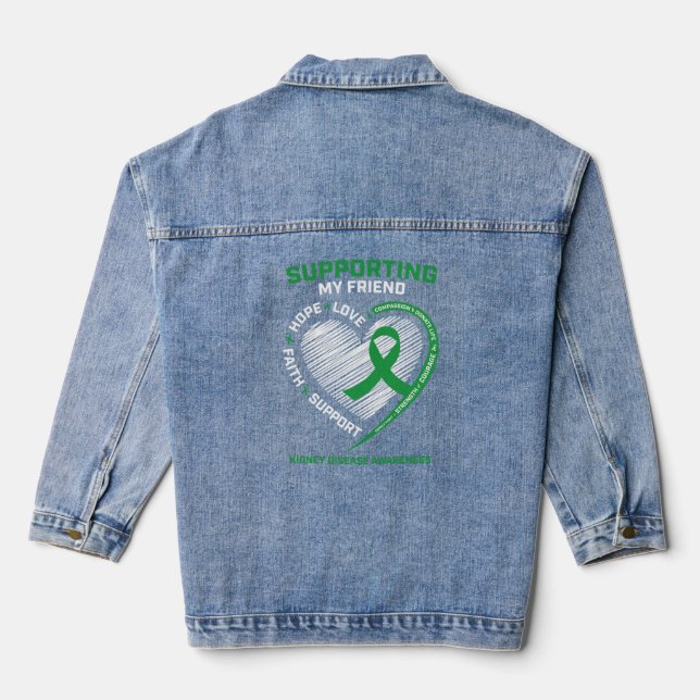 Men's Women's Friend Kidney Disease Awareness Gift Denim Jacket (Back)