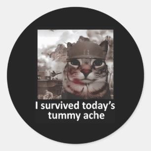 Mens Womens I Survived Today's Tummy Ache Groovy F Classic Round Sticker
