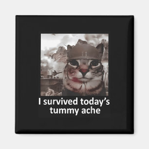 Mens Womens I Survived Today's Tummy Ache Groovy F Magnet