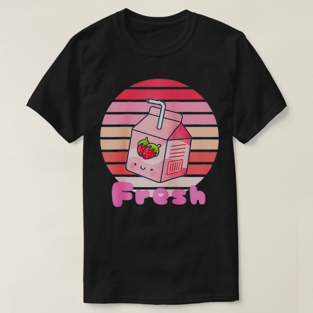 Mens Womens Japanese Pink Strawberry Milk Kawaii 9 T-Shirt (Design Front)