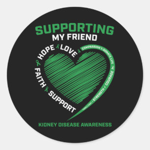 Men's Women's Kids Friend Kidney Disease Awareness Classic Round Sticker
