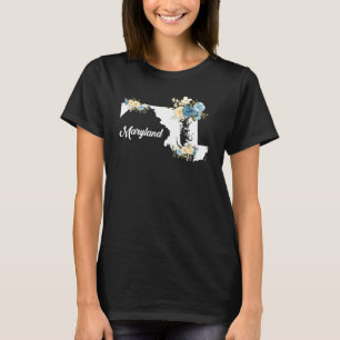 Mens Womens Kids Maryland Home State Map Pride Flo T-Shirt