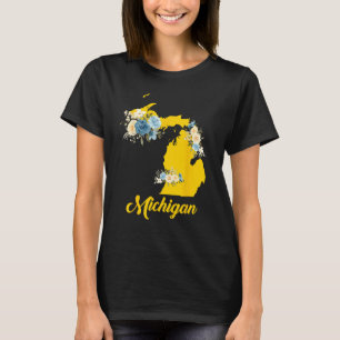 Mens Womens Kids Michigan Home State Map Pride Flo T-Shirt