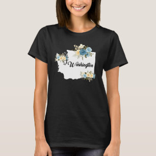 Mens Womens Kids Washington Home State Map Flowers T-Shirt
