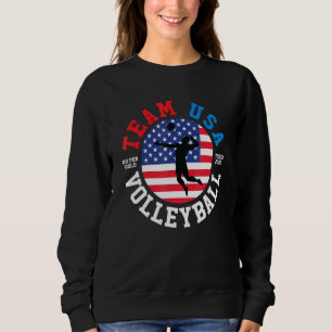 Mens Womens Team Volleyball Usa Flag Volleyball Sweatshirt