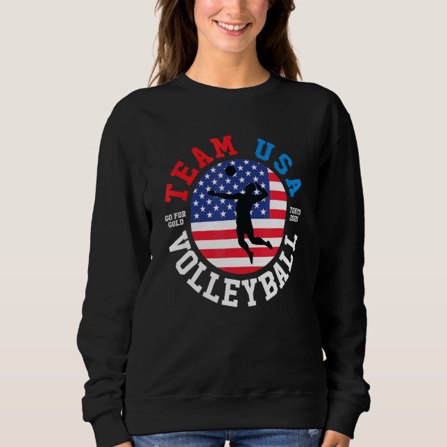 Mens Womens Team Volleyball Usa Flag Volleyball Sweatshirt (Front)