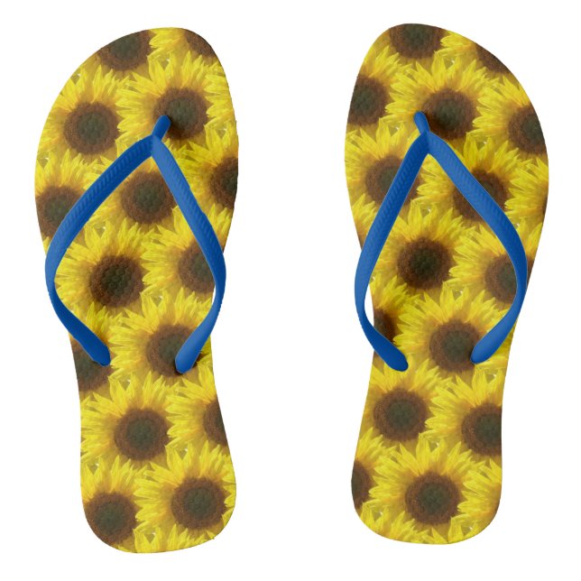 Mens Womens Unisex Sunflower Flip Flops (Footbed)