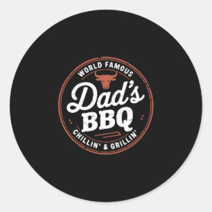 Mens world famous dads backyard chill and grill classic round sticker