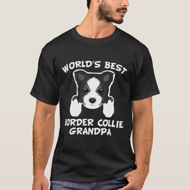Mens Worlds Best Border Collie Grandpa Dog Granddo T-Shirt (Front)