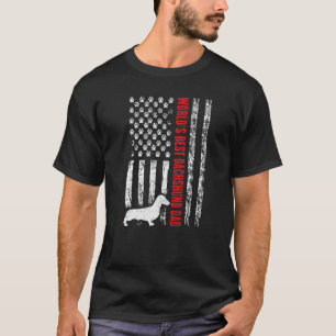 Mens World's Best Dachshund Dad Vintage American U T-Shirt