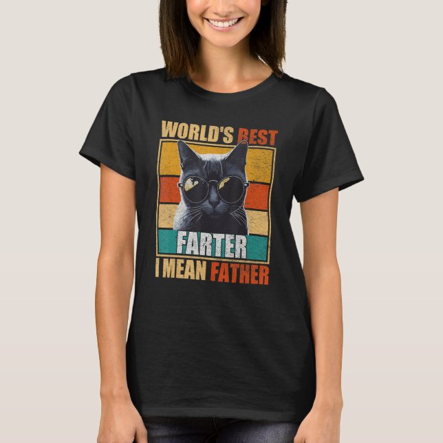 Mens Worlds Best Farter I Mean Father Best Cat Dad T-Shirt (Front)
