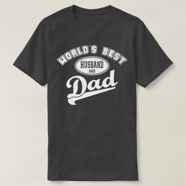 Mens World's Best Husband & Dad   Father's Day Gif T-Shirt (Design Front)