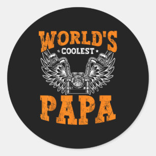 Mens World's Coolest Papa Dad In The World Father' Classic Round Sticker