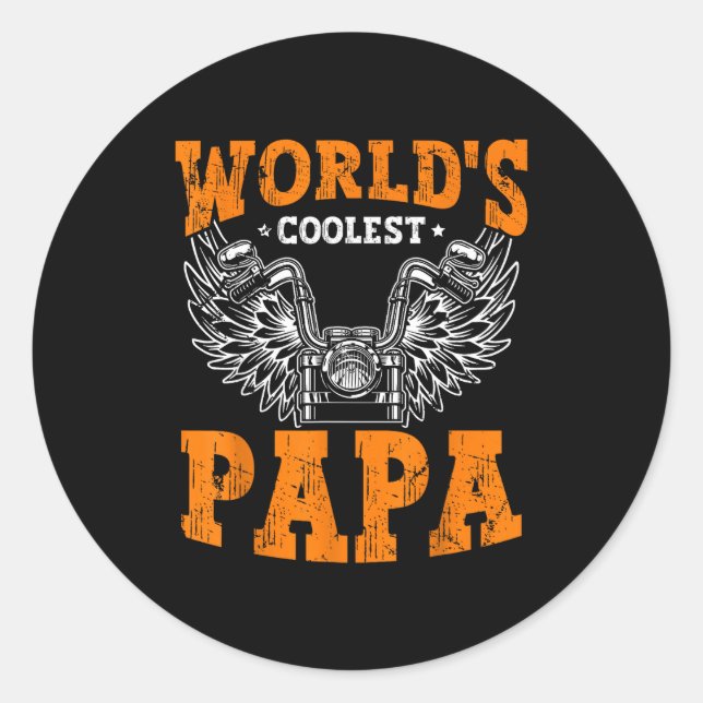 Mens World's Coolest Papa Dad In The World Father' Classic Round Sticker (Front)