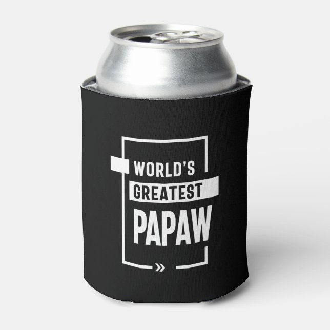Mens World's Greatest Papaw Gift Can Cooler (Can Front)