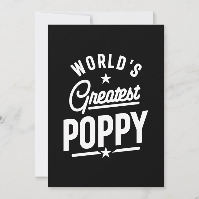 Mens World's Greatest Poppy Father's Day Gift Thank You Card (Front)