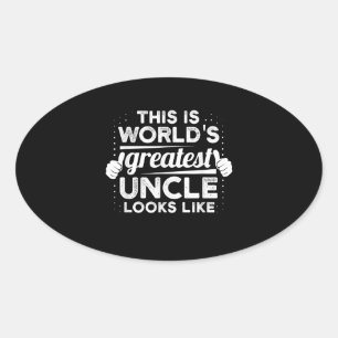 Mens Worlds Greatest Uncle Looks Like Godfather Oval Sticker