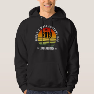 Mens World's Most Awesome Dad Since 2019 Retro Fat Hoodie