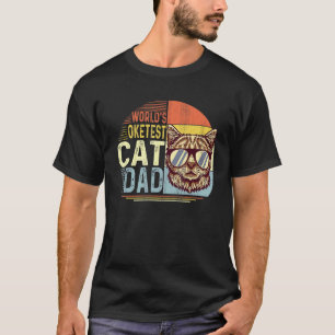 Mens Worlds Okayest Cat Dad Cat Vintage T-Shirt