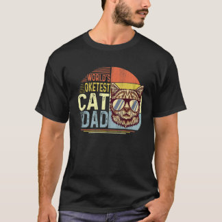 Mens Worlds Okayest Cat Dad Cat Vintage T-Shirt