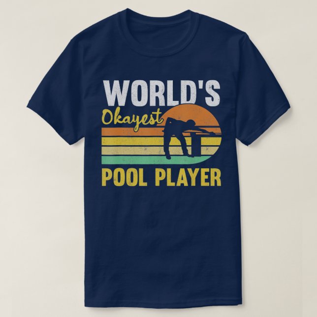Mens Worlds Okayest Pool Player Retro Funny Billia T-Shirt (Design Front)
