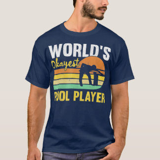 Mens Worlds Okayest Pool Player Retro Funny Billia T-Shirt
