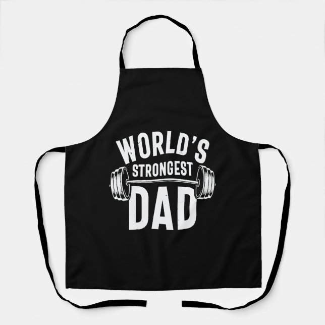 Mens World's Strongest Dad Workout Training Gym Apron (Front)