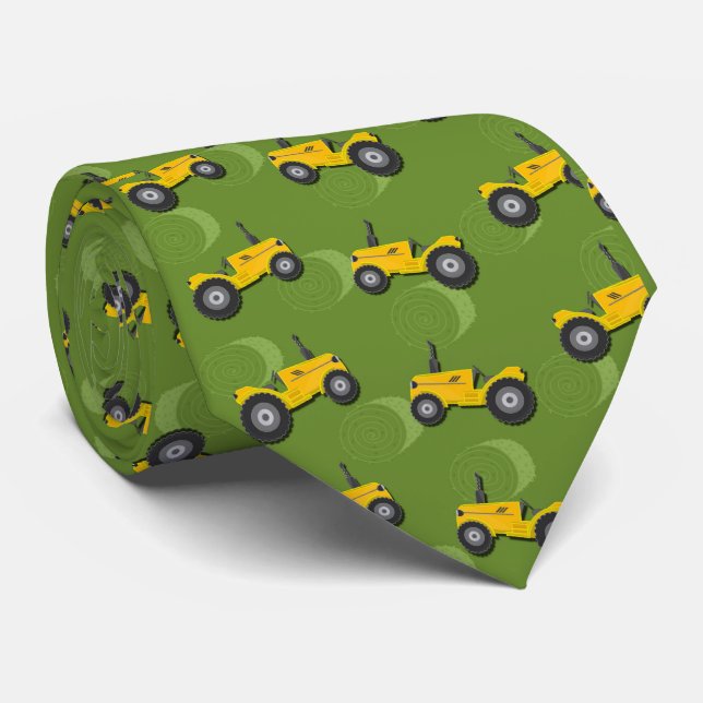 Men's  Yellow Farm Tractor   Tie (Rolled)