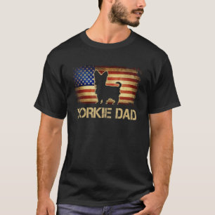 Mens Yorkie Dad Vintage American Flag Patriotic Yo T-Shirt