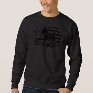 Mens Yorkshire Terrier Dad American Flag Patriotic Sweatshirt