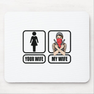 Mens Your Wife - My Wife Tattoo _ Guns - Fathers D Mouse Pad