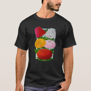 Mens Zinnia Wildflowers Vintage Botanical Floral F T-Shirt